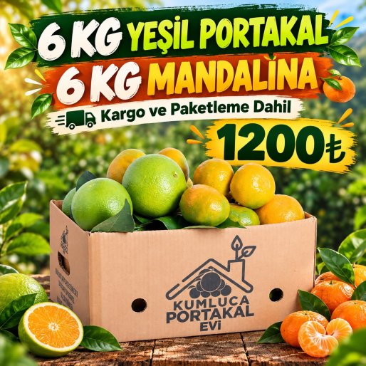 Kumluca Yeşil Portakal ve Mandalina Paketi – 12 KG